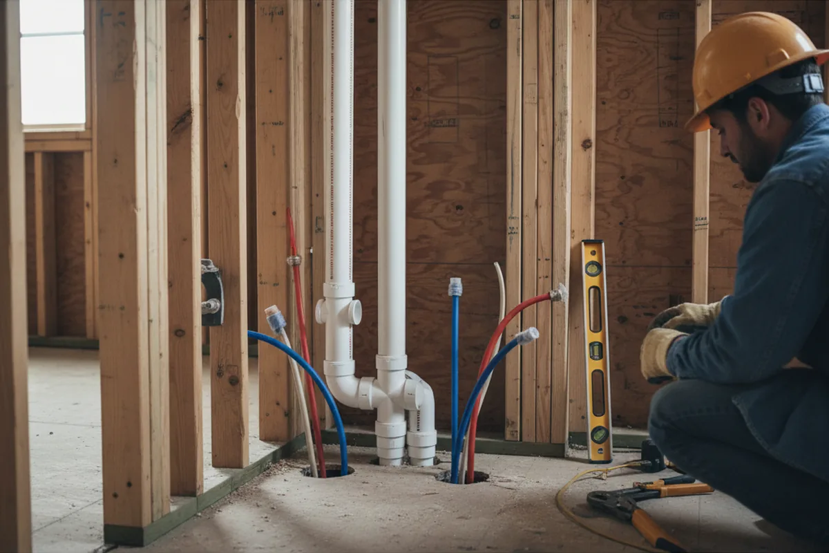 Drain and supply rough-in during Leak Detection in Jasper